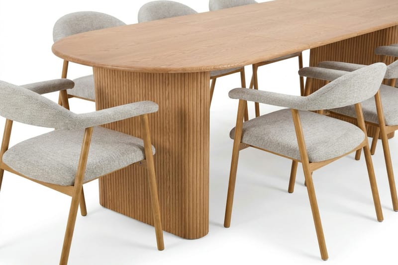 Noira Matgrupp 220-320 cm förlängningsbart i Ek med 6 Ronja Matstolar - Sand/Ek - Möbler - Matplats - Matgrupp & matbord med stolar