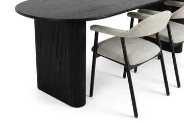 Noira Matgrupp 220-320 cm förlängningsbart i Svart med 6 Ronja Matstolar - Svartlaserad ek - Möbler - Matplats - Matgrupp & matbord med stolar