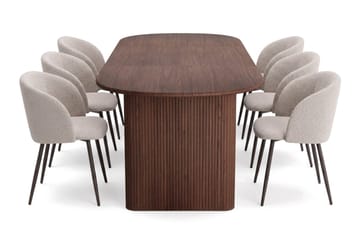 Noira Matgrupp 220-320 cm förlängningsbart med 6 Greya Mastolar - Valnöt - Möbler - Matplats - Matgrupp & matbord med stolar