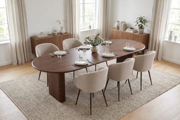 Noira Matgrupp 220-320 cm förlängningsbart med 6 Greya Mastolar - Valnöt - Möbler - Matplats - Matgrupp & matbord med stolar
