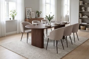 Noira Matgrupp 220-320 cm förlängningsbart med 6 Greya Mastolar - Valnöt - Möbler - Matplats - Matgrupp & matbord med stolar