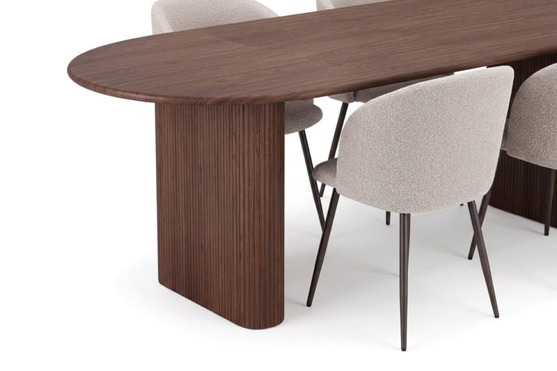 Noira Matgrupp 220-320 cm förlängningsbart med 6 Greya Mastolar - Valnöt - Möbler - Matplats - Matgrupp & matbord med stolar