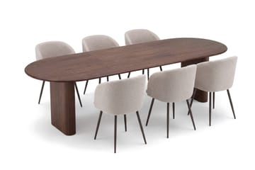 Noira Matgrupp 220-320 cm förlängningsbart med 6 Greya Mastolar - Valnöt - Möbler - Matplats - Matgrupp & matbord med stolar