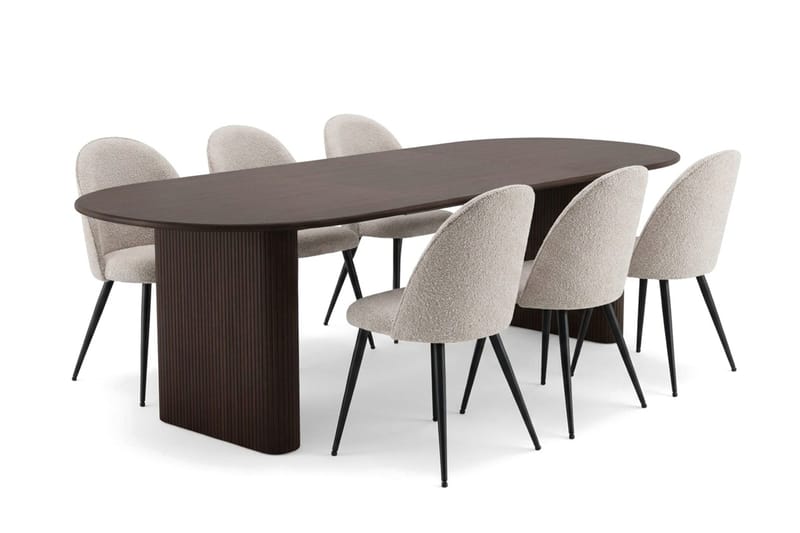 Noira Matgrupp 220-320 cm förlängningsbart med 6 Nibe Plus Mastolar, Rökt ek