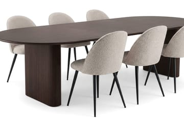 Noira Matgrupp 220-320 cm förlängningsbart med 6 Nibe Plus Mastolar - Rökt ek - Möbler - Matplats - Matgrupp & matbord med stolar