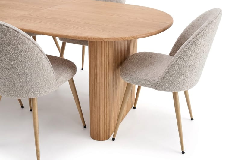 Noira Matgrupp 220-320 cm förlängningsbart med 6 Nibe Plus Mastolar - Ek - Möbler - Matplats - Matgrupp & matbord med stolar
