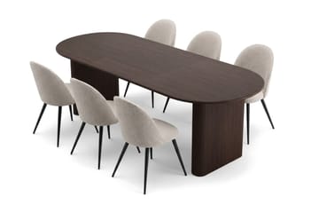 Noira Matgrupp 220-320 cm förlängningsbart med 6 Nibe Plus Mastolar - Rökt ek - Möbler - Matplats - Matgrupp & matbord med stolar