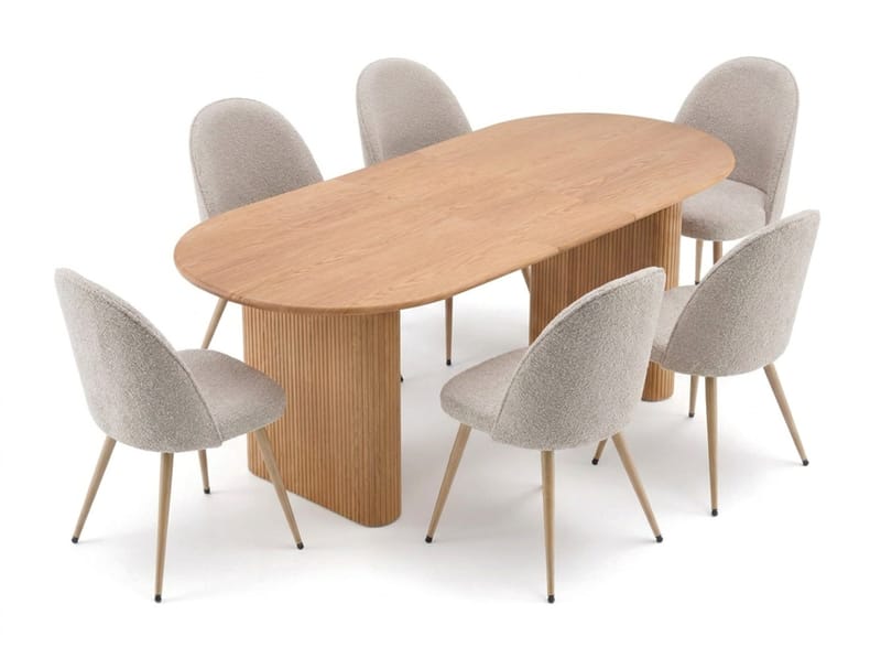 Noira Matgrupp 220-320 cm förlängningsbart med 6 Nibe Plus Mastolar - Ek - Möbler - Matplats - Matgrupp & matbord med stolar