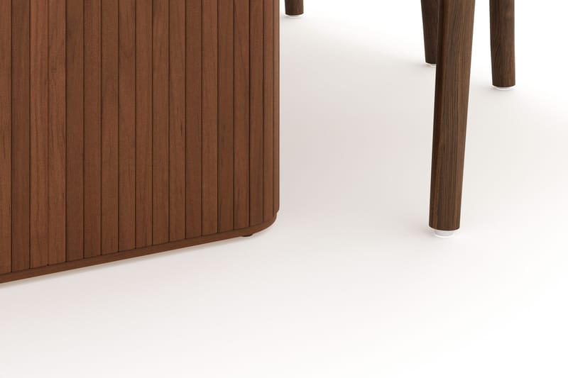 Noira Matgrupp 220 cm Massiv Valnöt med 6 Dastoori Matstol - 2220070-6,2098431-1 - Ribbad / Natur / Mörkbrun / Brunt Trä - Möbler - Matplats - Matgrupp & matbord med stolar