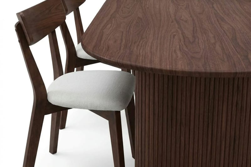 Noira Matgrupp 220 cm rektangulärt i Valnöt med 6 Amelia Matstolar med Dyna - Valnöt/Beige - Möbler - Matplats - Matgrupp & matbord med stolar