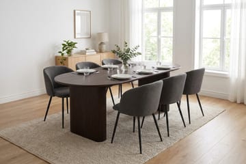 Noira Matgrupp 220 cm rektangulärt med 6 Greya Mastolar - Rökt ek - Möbler - Matplats - Matgrupp & matbord med stolar