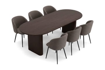 Noira Matgrupp 220 cm rektangulärt med 6 Greya Mastolar - Rökt ek - Möbler - Matplats - Matgrupp & matbord med stolar