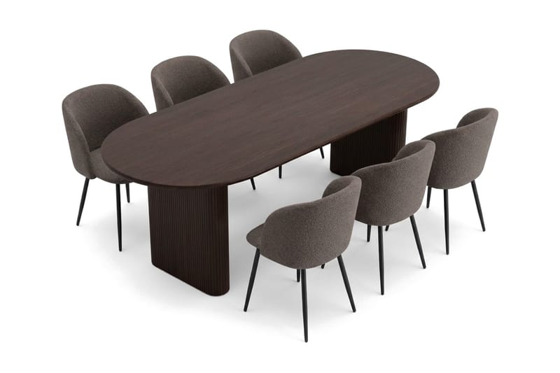 Noira Matgrupp 220 cm rektangulärt med 6 Greya Mastolar - Rökt ek - Möbler - Matplats - Matgrupp & matbord med stolar