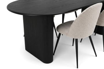 Noira Matgrupp 220 cm rektangulärt med 6 Nibe Plus Mastolar - Svartlaserad ek - Möbler - Matplats - Matgrupp & matbord med stolar