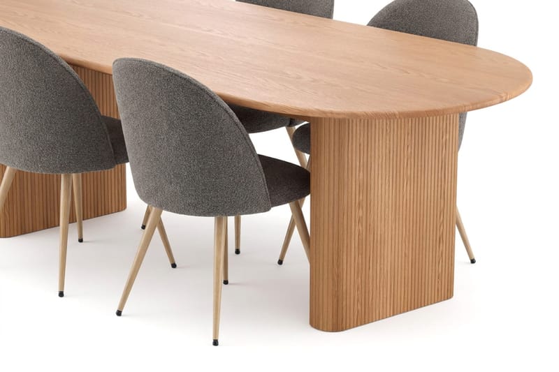 Noira Matgrupp 220 cm rektangulärt med 6 Nibe Plus Mastolar - Ek - Möbler - Matplats - Matgrupp & matbord med stolar