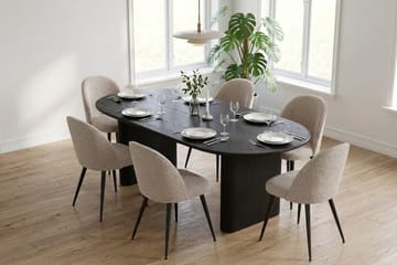 Noira Matgrupp 220 cm rektangulärt med 6 Nibe Plus Mastolar - Svartlaserad ek - Möbler - Matplats - Matgrupp & matbord med stolar