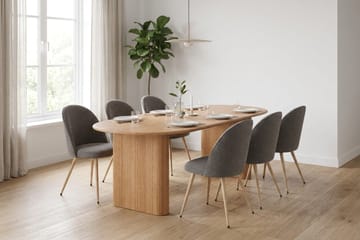 Noira Matgrupp 220 cm rektangulärt med 6 Nibe Plus Mastolar - Ek - Möbler - Matplats - Matgrupp & matbord med stolar