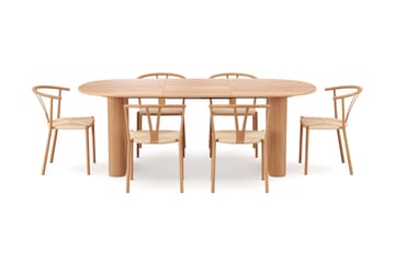Noira Matgrupp förlängningsbart 160-220 cm Ek med 6 Elysia Matstolar - Ek - Möbler - Matplats - Matgrupp & matbord med stolar
