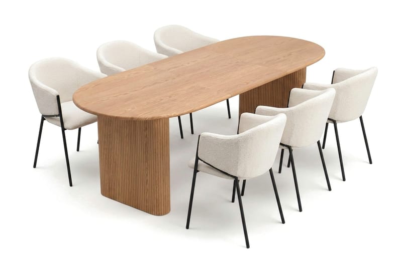 Noira Matgrupp förlängningsbart 160-220 cm Ek med 6 Filip Matstolar - Ek - Möbler - Matplats - Matgrupp & matbord med stolar