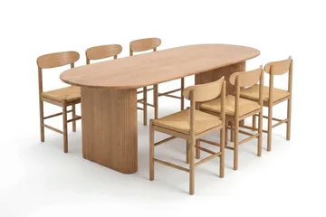 Noira Matgrupp förlängningsbart 160-220 cm Ek med 6 Malte Matstolar - Ek - Möbler - Matplats - Matgrupp & matbord med stolar