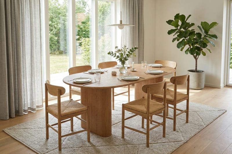 Noira Matgrupp förlängningsbart 160-220 cm Ek med 6 Malte Matstolar - Möbler - Matplats - Matgrupp & matbord med stolar
