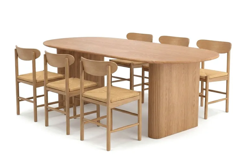 Noira Matgrupp förlängningsbart 160-220 cm Ek med 6 Malte Matstolar - Möbler - Matplats - Matgrupp & matbord med stolar
