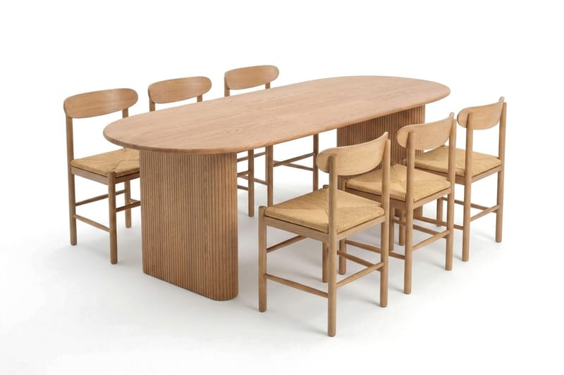 Noira Matgrupp förlängningsbart 160-220 cm Ek med 6 Malte Matstolar - Möbler - Matplats - Matgrupp & matbord med stolar
