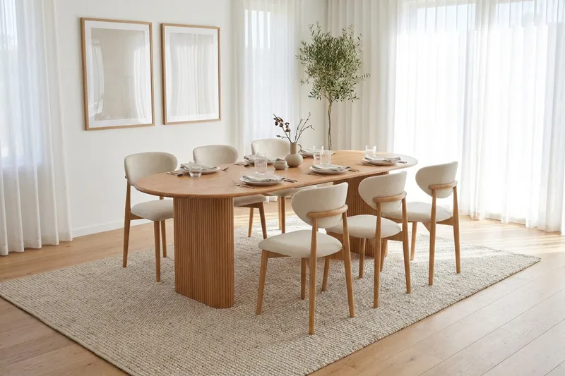 Noira Matgrupp förlängningsbart 160-220 cm Ek med 6 Molly Matstolar - Ek - Möbler - Matplats - Matgrupp & matbord med stolar