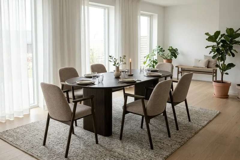 Noira Matgrupp förlängningsbart 160-220 cm Rökt Ek med 6 Reciclar Matstolar - Rökt ek - Möbler - Matplats - Matgrupp & matbord med stolar