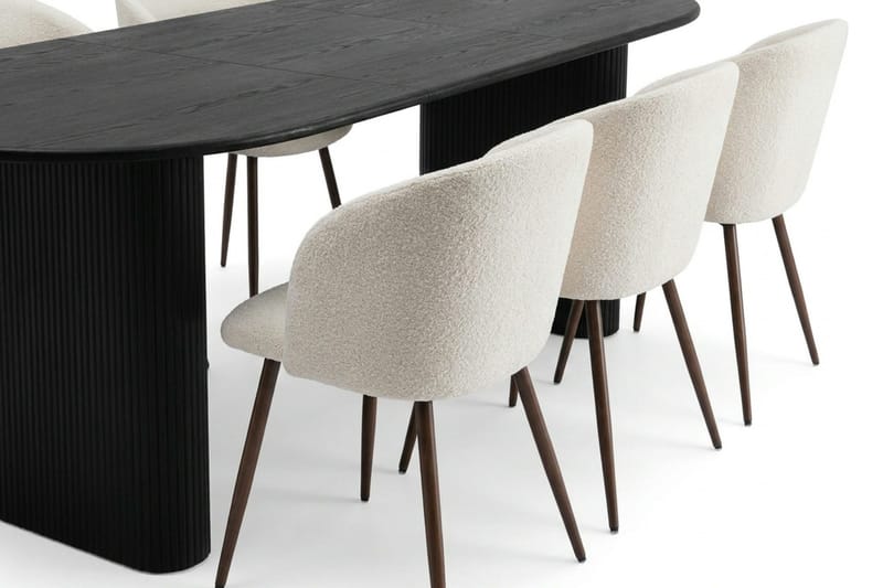 Noira Matgrupp förlängningsbart 160-220 cm Svart med 6 Greya Matstolar - Svart - Möbler - Matplats - Matgrupp & matbord med stolar