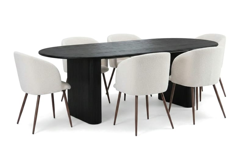 Noira Matgrupp förlängningsbart 160-220 cm Svart med 6 Greya Matstolar - Svart - Möbler - Matplats - Matgrupp & matbord med stolar