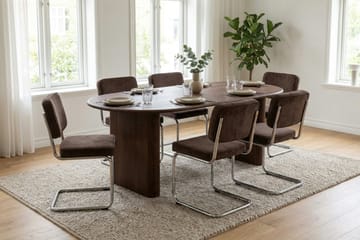 Noira Matgrupp förlängningsbart 160-220 cm Valnöt med 6 Milva Matstolar - Valnöt - Möbler - Matplats - Matgrupp & matbord med stolar