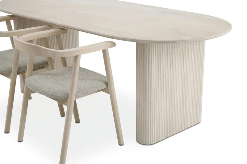 Noira Matgrupp förlängningsbart 160-220 cm Vitlaserad med 6 Jolie Matstolar - Möbler - Matplats - Matgrupp & matbord med stolar