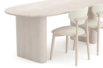 Noira Matgrupp förlängningsbart 160-220 cm Vitlaserad med 6 Molly Matstolar - Vitlaserad - Möbler - Matplats - Matgrupp & matbord med stolar