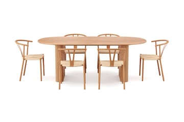 Noira Matgrupp förlängningsbart 220-320 cm Ek med 6 Elysia Matstolar - Ek - Möbler - Matplats - Matgrupp & matbord med stolar