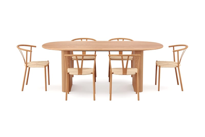 Noira Matgrupp förlängningsbart 220-320 cm Ek med 6 Elysia Matstolar - Ek - Möbler - Matplats - Matgrupp & matbord med stolar