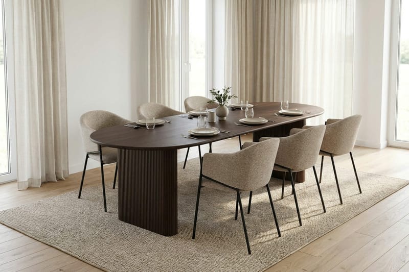 Noira Matgrupp förlängningsbart 220-320 cm Rökt Ek med 6 Filip Matstolar - Rökt ek - Möbler - Matplats - Matgrupp & matbord med stolar
