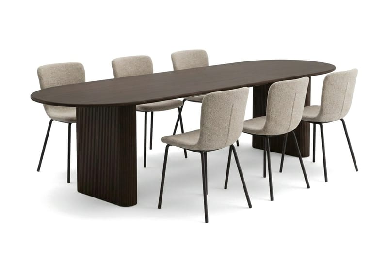 Noira Matgrupp förlängningsbart 220-320 cm Rökt Ek med 6 Katy Matstolar - Rökt ek - Möbler - Matplats - Matgrupp & matbord med stolar
