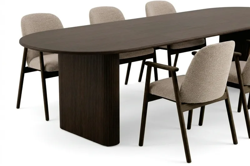 Noira Matgrupp förlängningsbart 220-320 cm Rökt Ek med 6 Reciclar Matstolar - Rökt ek - Möbler - Matplats - Matgrupp & matbord med stolar