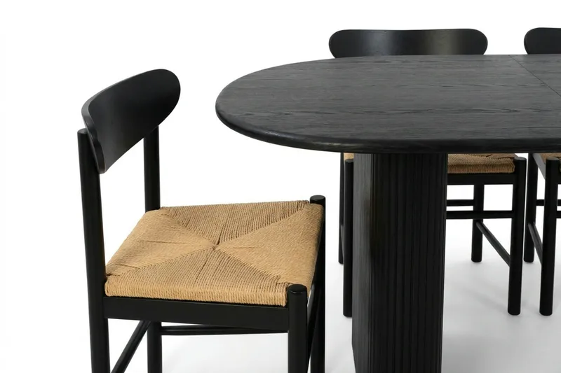 Noira Matgrupp förlängningsbart 220-320 cm Svart med 6 Malte Matstolar - Möbler - Matplats - Matgrupp & matbord med stolar