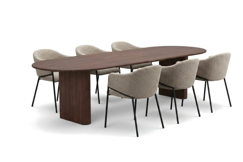 Noira Matgrupp förlängningsbart 220-320 cm Valnöt med 6 Filip Matstolar - Valnöt - Möbler - Matplats - Matgrupp & matbord med stolar