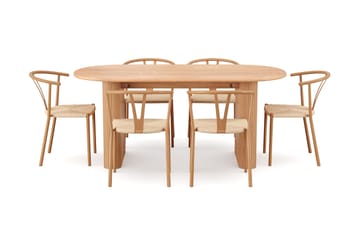 Noira Matgrupp rektangulärt 180 cm Ek med 6 Elysia Matstolar - Ek - Möbler - Matplats - Matgrupp & matbord med stolar
