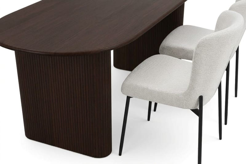 Noira Matgrupp rektangulärt 180 cm Rökt Ek med 6 Elsie Matstolar - Rökt ek/Vit - Möbler - Matplats - Matgrupp & matbord med stolar