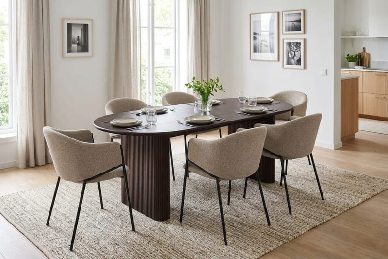 Noira Matgrupp rektangulärt 180 cm Rökt Ek med 6 Filip Matstolar - Rökt ek - Möbler - Matplats - Matgrupp & matbord med stolar