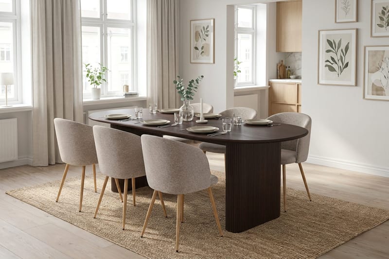 Noira Matgrupp rektangulärt 180 cm Rökt Ek med 6 Greya Matstolar - Rökt ek - Möbler - Matplats - Matgrupp & matbord med stolar