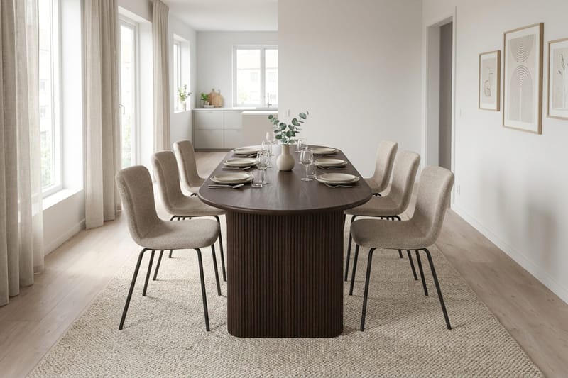Noira Matgrupp rektangulärt 180 cm Rökt Ek med 6 Katy Matstolar - Rökt ek - Möbler - Matplats - Matgrupp & matbord med stolar