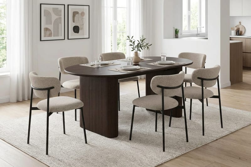 Noira Matgrupp rektangulärt 180 cm Rökt Ek med 6 Lucy Matstolar - Rökt ek - Möbler - Matplats - Matgrupp & matbord med stolar