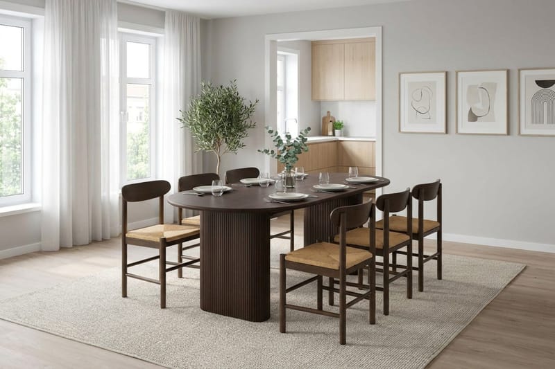Noira Matgrupp rektangulärt 180 cm Rökt Ek med 6 Malte Matstolar - Möbler - Matplats - Matgrupp & matbord med stolar