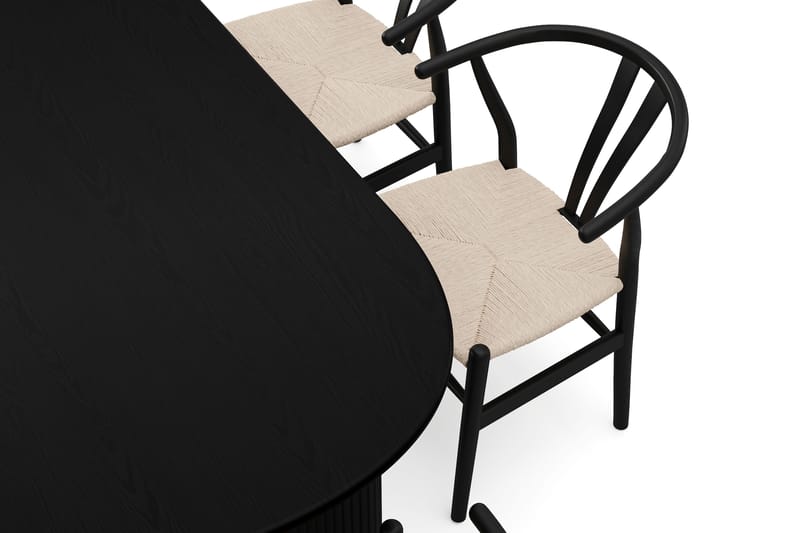 Noira Matgrupp rektangulärt 180 cm Svart med 6 Dastoori Matstolar - Svart - Möbler - Matplats - Matgrupp & matbord med stolar