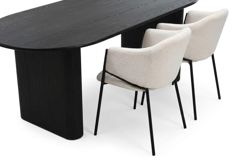 Noira Matgrupp rektangulärt 180 cm Svart med 6 Filip Matstolar - Svart - Möbler - Matplats - Matgrupp & matbord med stolar